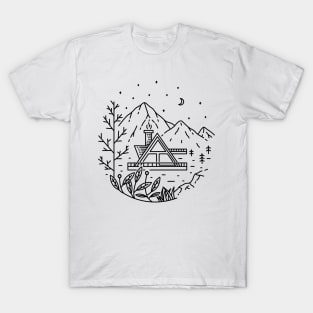 Wooden Cabin Mountain T-Shirt